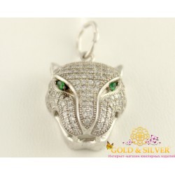 Серебряный подвес Тигр с зелеными глазами. 3600/9р